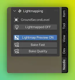 Panneau de scène Lightmapping