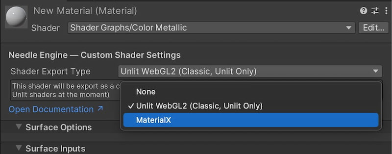 Custom shader export